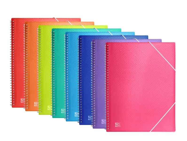 Oxford Carpeta A4 Con 60 Fundas Cristal Espiral Y Gomas Colores Surtidos