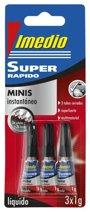 Imedio Pack de 3 Tubos de Pegamento Instantáneo 1gr - Transparente