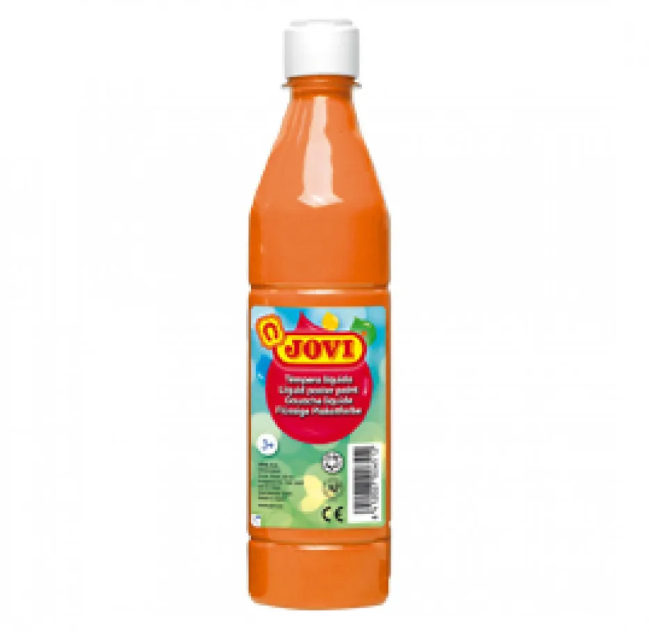 Jovi Témpera Líquida 500ml Color Naranja - Base Agua, Alto Poder Cubriente, Secado Rápido