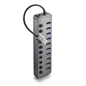 NGS Hub USB 3.0 de 10 Puertos con Interruptores - Velocidad de Hasta 5Gbps