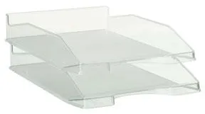 Archivo 2000 Bandeja Apilable 3 Posiciones Fondo Liso DIN A4 345x255x60 mm Cristal Transparente
