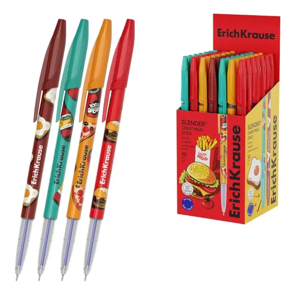 ErichKrause Bolígrafo Stick Cheat Meal 0.26mm Tinta Baja Viscosidad Color Azul