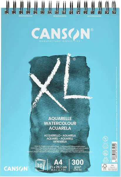 Canson Bloc Acuarela Aquarelle Fino XL Espiral 30 Hojas 300gr 21x29,7cm