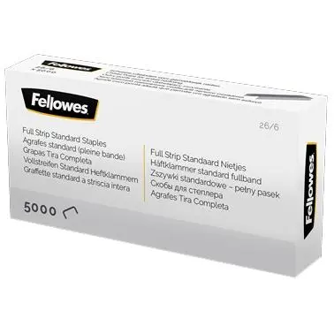 Fellowes Grapas De Carga Completa 26/6 Plata Caja De 5000 Unidades