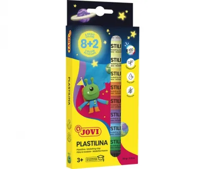 Jovi Pack de 10 Barras de Plastilina 15gr - 8 Colores Básicos + 2 Fluorescentes