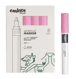 Carioca Pack de 6 Marcadores Acrílicos Punta 2mm Color Rosado