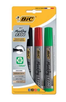 Bic Marking 2300 Ecolutions Pack De 4 Rotuladores Permanentes - Punta Biselada - Tinta Con Base De Alcohol - Ecologico - Colores Surtidos