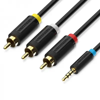 Vention Cable Estéreo Jack 3.5 Macho a 3x RCA Macho - 1.5m - Negro
