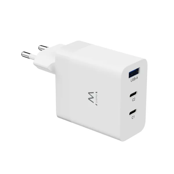 Ewent Ew1323 Cargador Usb-3 Puertos - Salida Maxima 65W - 1 Usb A Y 2 Usb C - Color Blanco