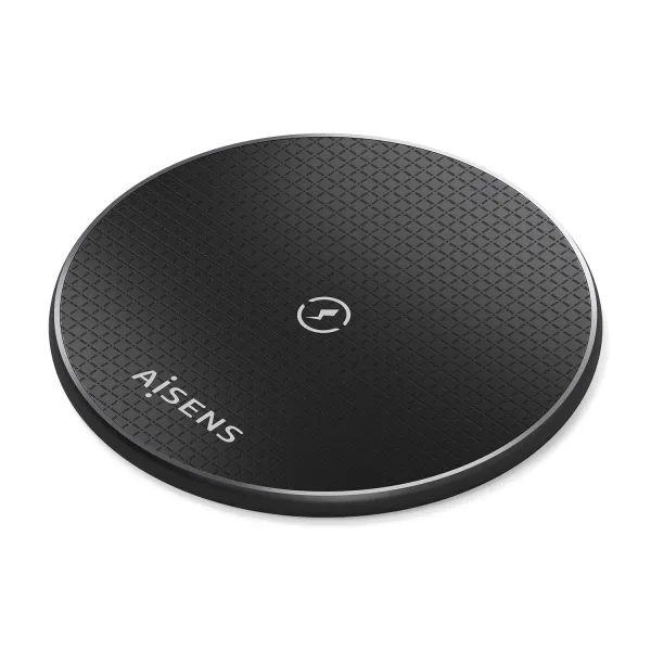 Aisens Cargador Inalambrico 15W - USB-C - Protocolo Qi - Proteccion Contra Sobretension, Sobretemperatura y sobrecorriente - Color Negro