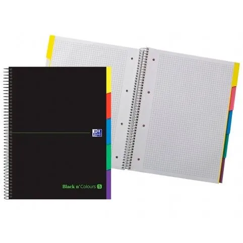 Oxford Cuaderno Europeanbook 5 &You 100H A4+ 5X5 Con 5 Pestañas Tapa Extradura Negro
