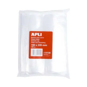 Apli Bolsas Autocierre 160x220mm LDPE Transparentes Pack 100 Unidades