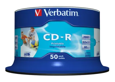 Verbatim CD-R AZO 700MB 52X 50 Pack Spindle Inkjet Printable