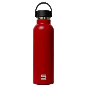 Safta Botella Termo de 600ml - Acero Inoxidable - Base de Silicona Antideslizante - Asa Superior - Color Rojo