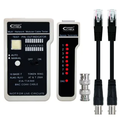 Nanocable Testeador de Cables RJ11/RJ12/RJ45 y Coaxial
