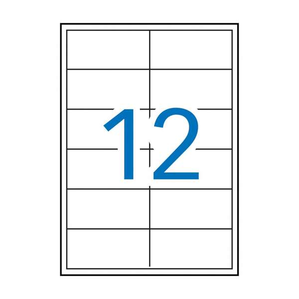 Apli Pack De 1.200 Etiquetas Rectangulares 97X42,4Mm - 100 Hojas Por 12 Etiquetas - Adhesivo Permanente - Cantos Rectos - Color Blanco