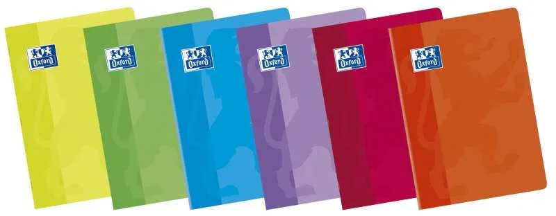 Oxford Classic Pack De 10 Libretas Grapadas Formato A4 Milimetrado - 48 Hojas Con Margen - Tapa Blanda Plastificada - Colores Surtidos