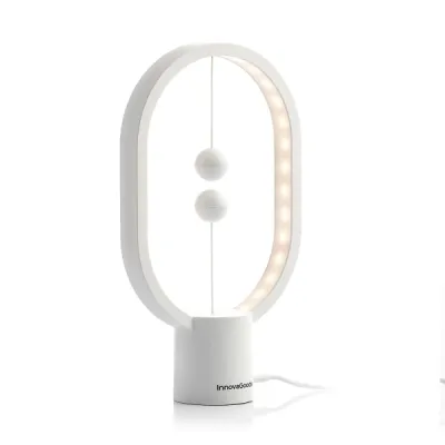 Innovagoods Magilum Lampara de Equilibrio con Interruptor Magnetico - Potencia 3W - Incluye Cable USB de 118cm - Luz LED Calida 2700K - 100 Lumenes - 14x24.8x5.5cm - Color Blanco