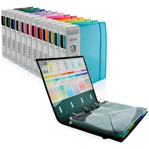 Office Box Carpeta & Block Colorline Anillas D 4X32Mm A4+ 100H 5X5 Cierre C/Goma Tapa Pp Colores Surtidos