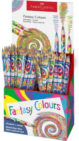 Faber-Castell Fantasia Expositor con 84 Lápices Multicolor - Cuerpo Triangular de Madera Sostenible
