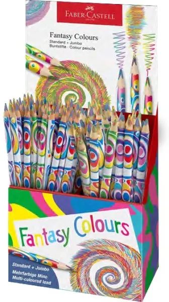 Faber-Castell Fantasia Expositor con 84 Lápices Multicolor - Cuerpo Triangular de Madera Sostenible