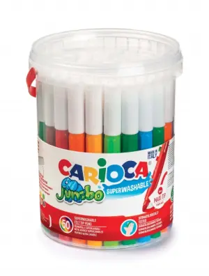 Carioca Jumbo Pack de 50 Rotuladores Superlavables Punta Maxi 6mm Color Varios