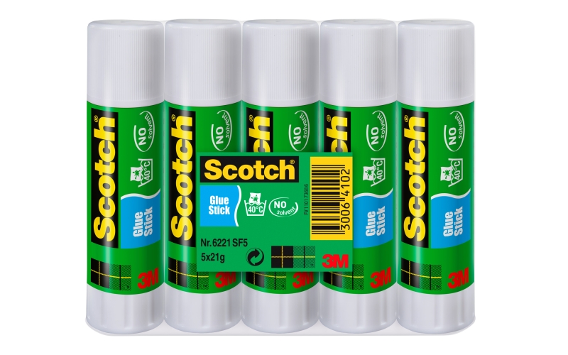 Scotch Pack De 5 Pegamentos En Barra Adhesivo Solido - 21Gr Por Unidad - Color Transparente