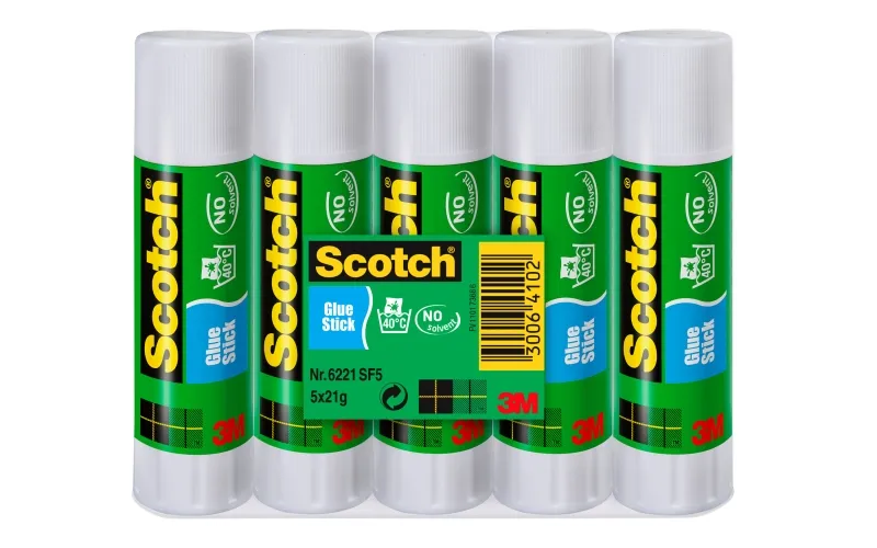 Scotch Pack De 5 Pegamentos En Barra Adhesivo Solido - 21Gr Por Unidad - Color Transparente