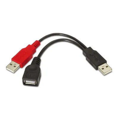 Aisens Cable USB 2.0 con Alimentación Tipo A/M y Hembra 15cm Negro