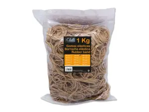 Ingraf Bolsa de Gomas Elásticas 80mm 1kg - 70% Caucho, Alta Resistencia y Elasticidad, Color Marrón