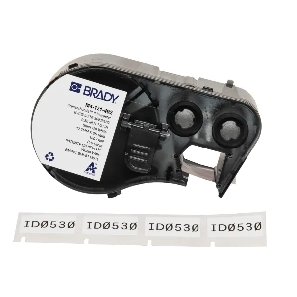 Brady M4-131-492 Cinta De Etiquetas Original Poliester Ultrafinas Para Laboratorio - Texto Negro Sobre Fondo Blanco - Ancho 25,40Mm X Alto 12,70Mm