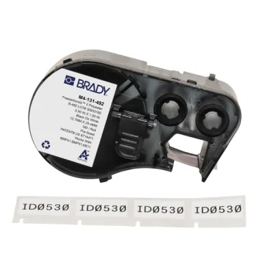 Brady M4-131-492 Cinta De Etiquetas Original Poliester Ultrafinas Para Laboratorio - Texto Negro Sobre Fondo Blanco - Ancho 25,40Mm X Alto 12,70Mm