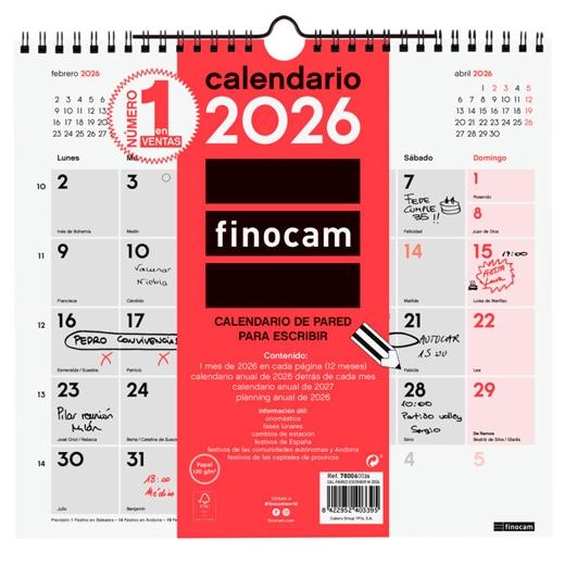 Finocam Calendario De Pared Para Escribir M-265X245Mm Mv Neutro 2026