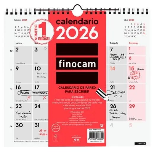 Finocam Calendario De Pared Para Escribir M-265X245Mm Mv Neutro 2026