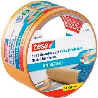 Tesa Cinta Adhesiva Doble Cara Universal Permanente 50Mm X 25M Para Moquetas