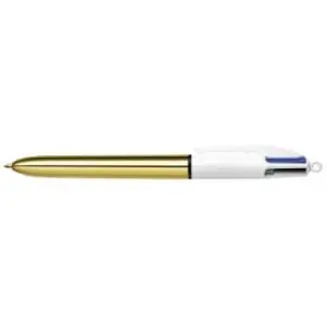 Bic Bolígrafo Retráctil 4 Colores - Punta 1mm - Trazo 0.4mm - Cuerpo Oro/Blanco