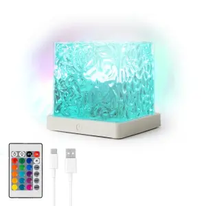 Innovagoods Boralamp Proyector de Auroras Boreales - Autonomia 120min - Cable USB-C - Bateria 1200mAh - Luz LED RGB - Recargable - Mando a Distancia - 11.3x11.3x11.3cm - Color Gris