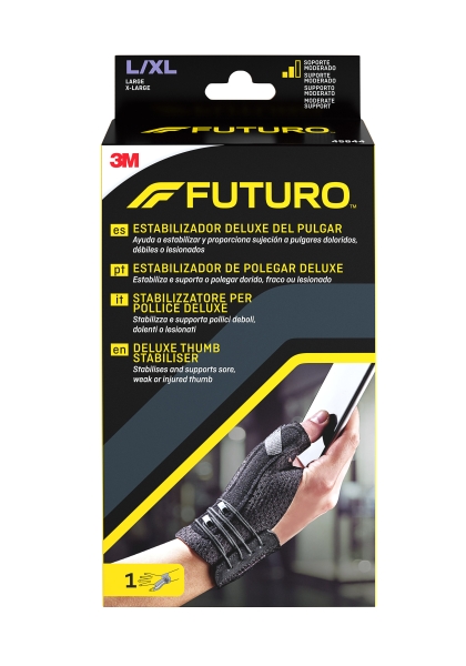 Futuro Deluxe Estabilizador Del Dedo Pulgar - Talla L/Xl (16.5 - 20.3Cm) - Transpirable - Color Negro