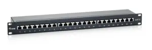 PATCH PANEL 24 PUERTOS CATEGORIA 6 APANTALLADO PREMIUM COLOR NEGRO