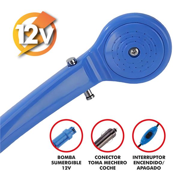 Muvip Mv0634 Ducha Portatil 12V - Ultraligera Y Compacta - Control De Caudal