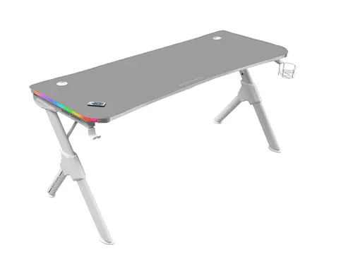 Mesa Mars Gaming Mgd Rgb 140 White Chasis De Acero Tablero 140X60Cm Altura 75Cm Alfombrilla Nanotextil Con Guias Y Soportes