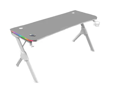 MESA MARS GAMING MGD RGB 140 WHITE CHASIS DE ACERO TABLERO 140X60cm ALTURA 75cm ALFOMBRILLA NANOTEXTIL CON GUIAS Y SOPORTES