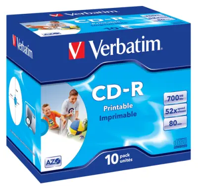Verbatim Cd-R Azo, 700Mb, 52X, 10 Pack Jewel Case, Superficie Wide Inkjet Printable