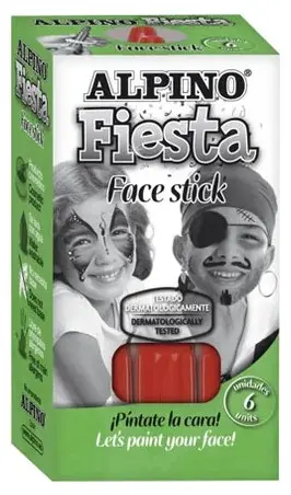 Alpino Fiesta Face Stick Pack 6 Barritas Pintura Facial Color Rojo Retráctil