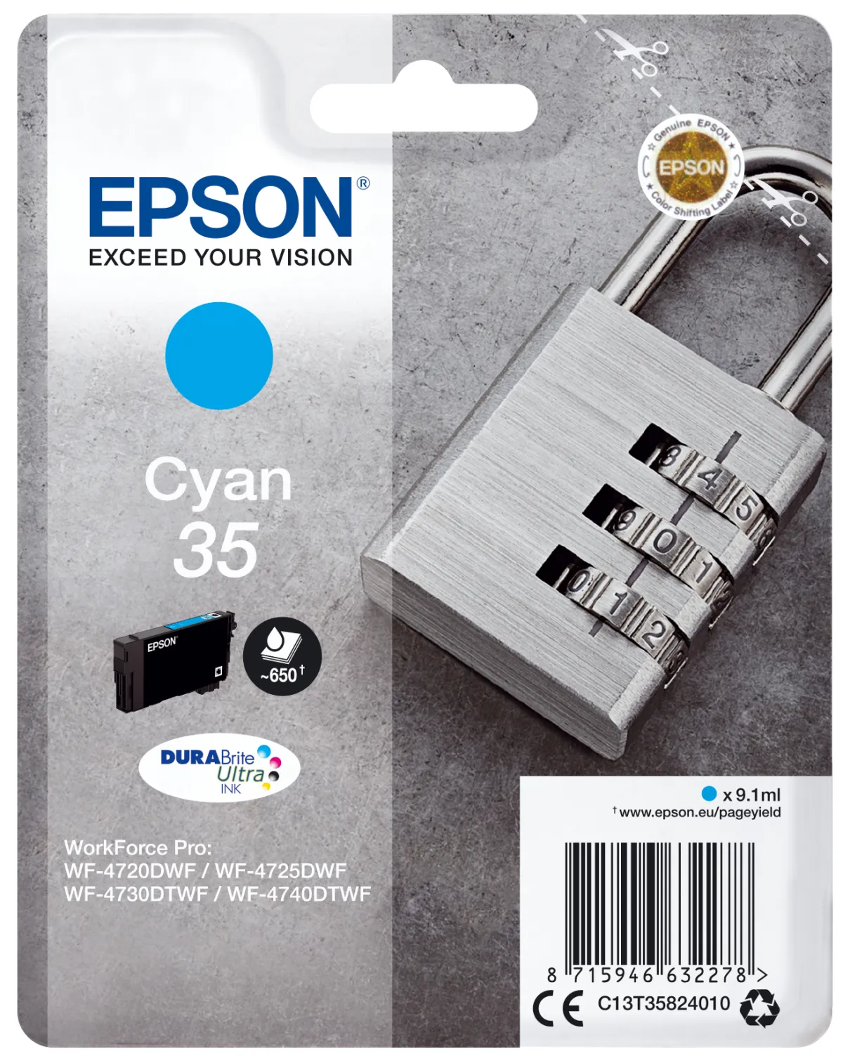 Epson T3582 (35) Cyan Cartucho de Tinta Original - C13T35824010