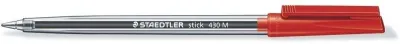 Staedtler Stick 430 Bolígrafo Rojo con Capuchón - Punta 0.35mm - Tinta Indeleble
