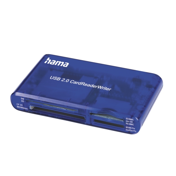Hama Lector De Tarjetas - Conexion Con Usb-A - Compactflash - Compatible Con Sd - Tarjeta Xd - 57X97X17Mm - Color Azul