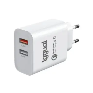 iggual Cargador Doble 2xUSB Carga Rápida QC3.0 30W