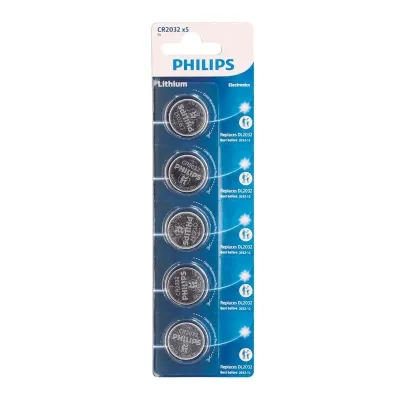 Philips Pila Botón Litio CR2032 3V Blister de 5 Unidades