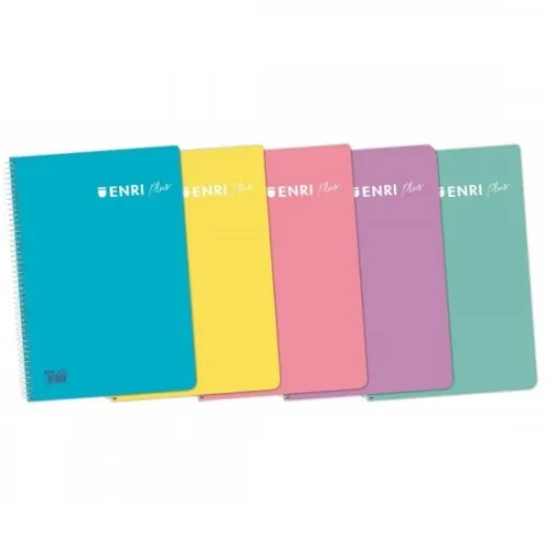 Enri Cuaderno Espiral 1/4 80H 90Gr 4X4Mm C/M Tapa Pp Surtidos Pastel